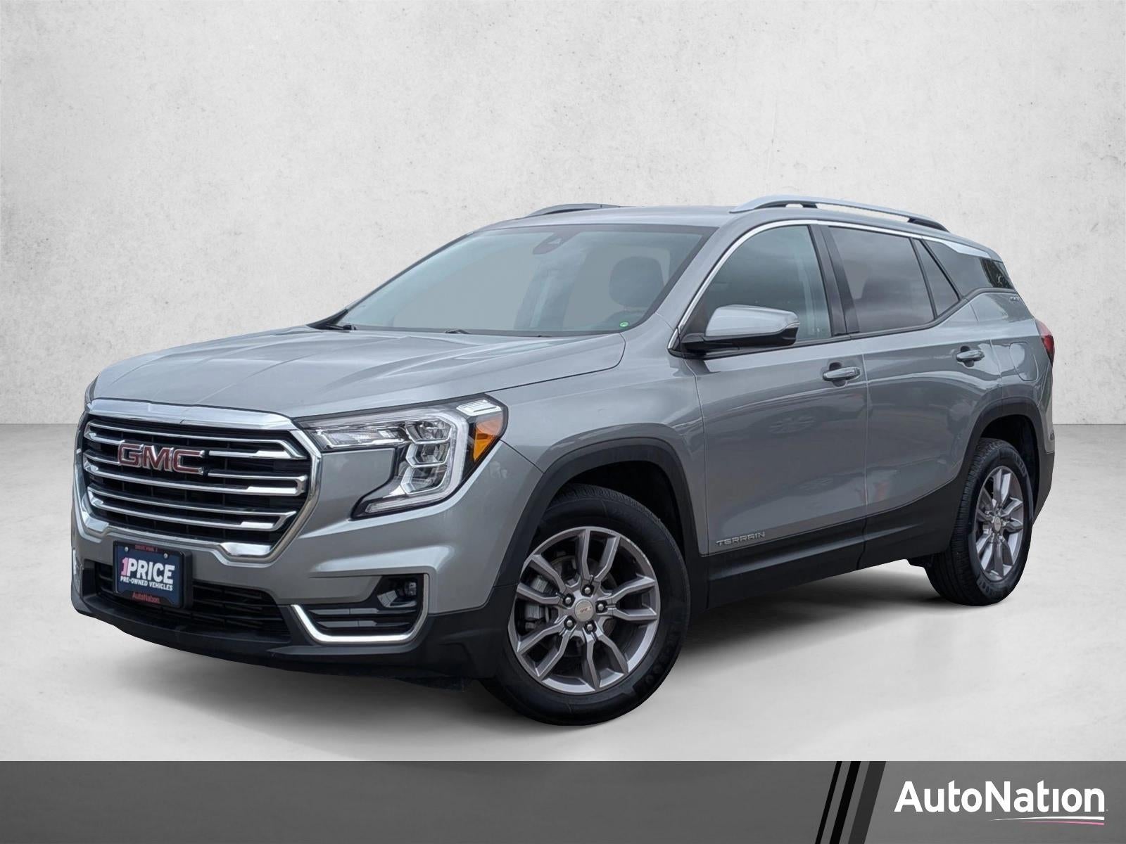 2023 GMC Terrain SLT in Sterling Metallic — front three-quarter view