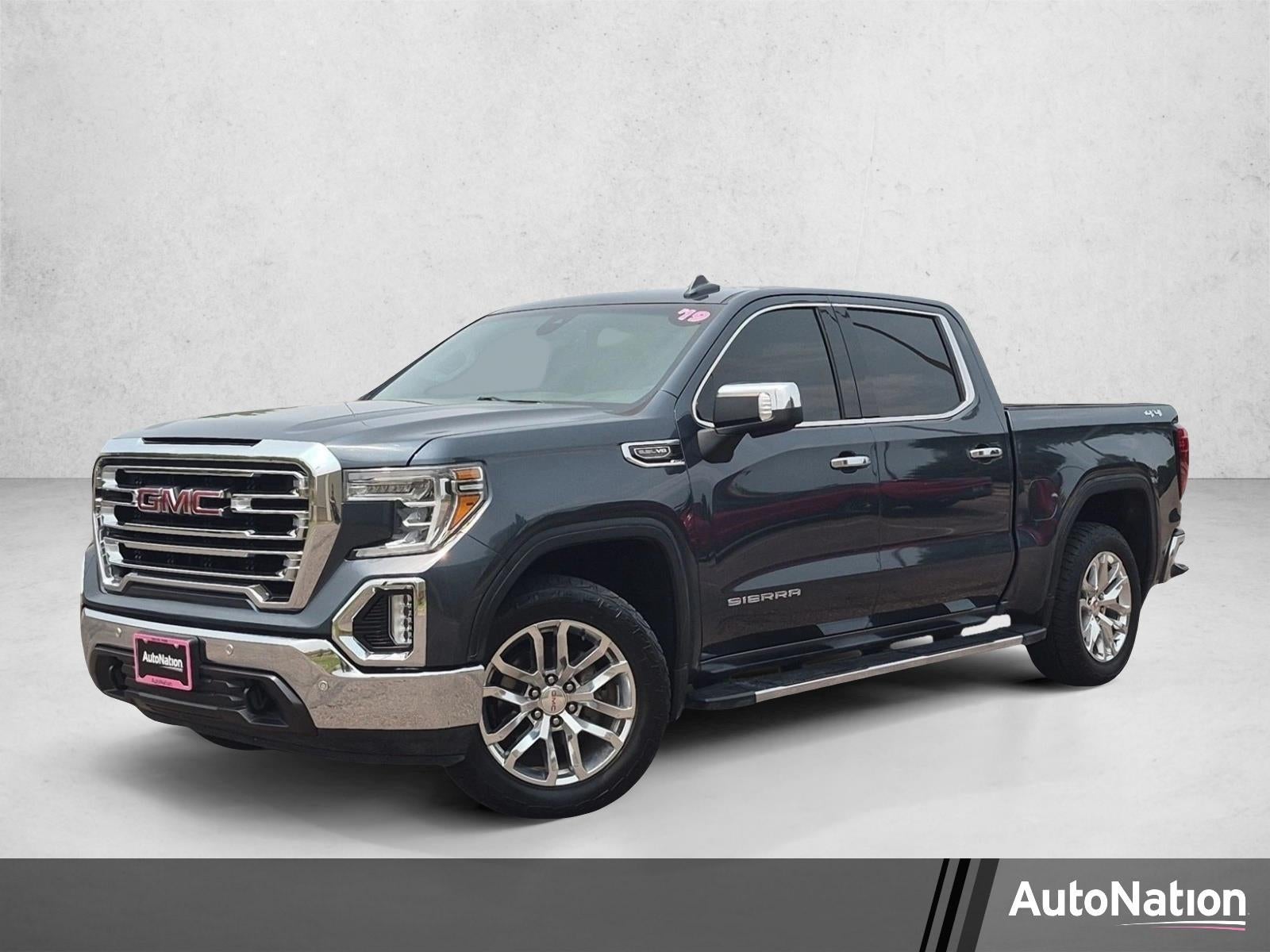 2019 GMC Sierra 1500 SLT in Dark Sky Metallic — front three-quarter view